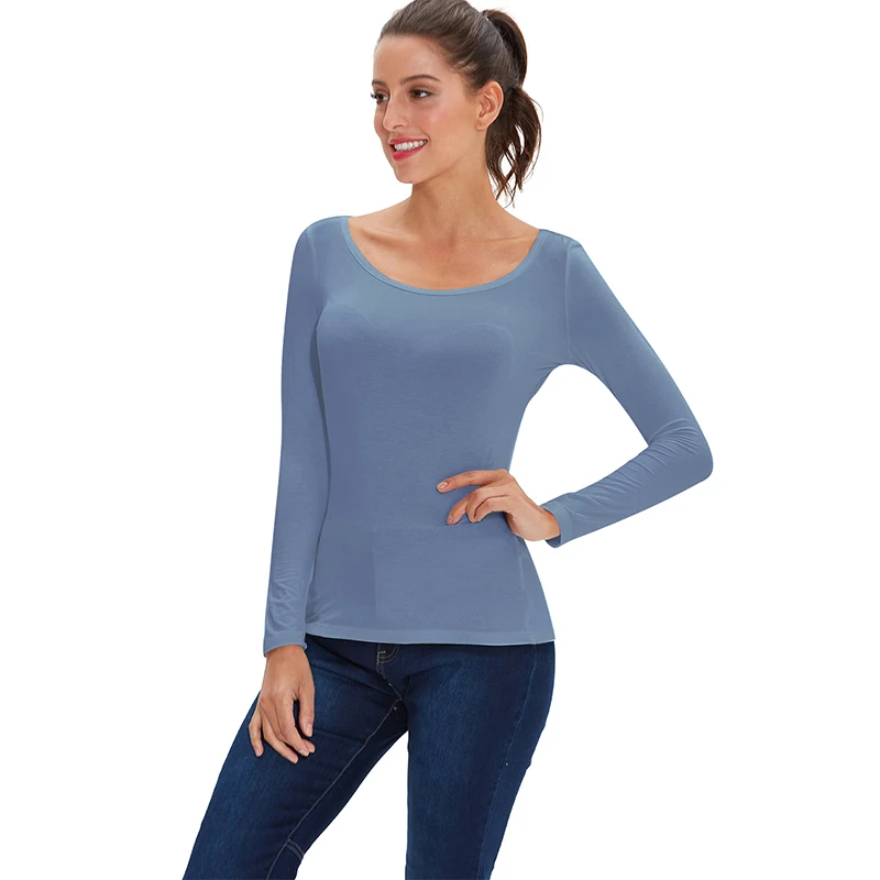 color 44 ( 1 pc) 2 шт./3 шт. в упаковке, вискоза, спандекс, джемпер, женская блузка с длинным рукавом, эластичная Удобная майка A0305 - Цвет: color 44 ( 1 pc)