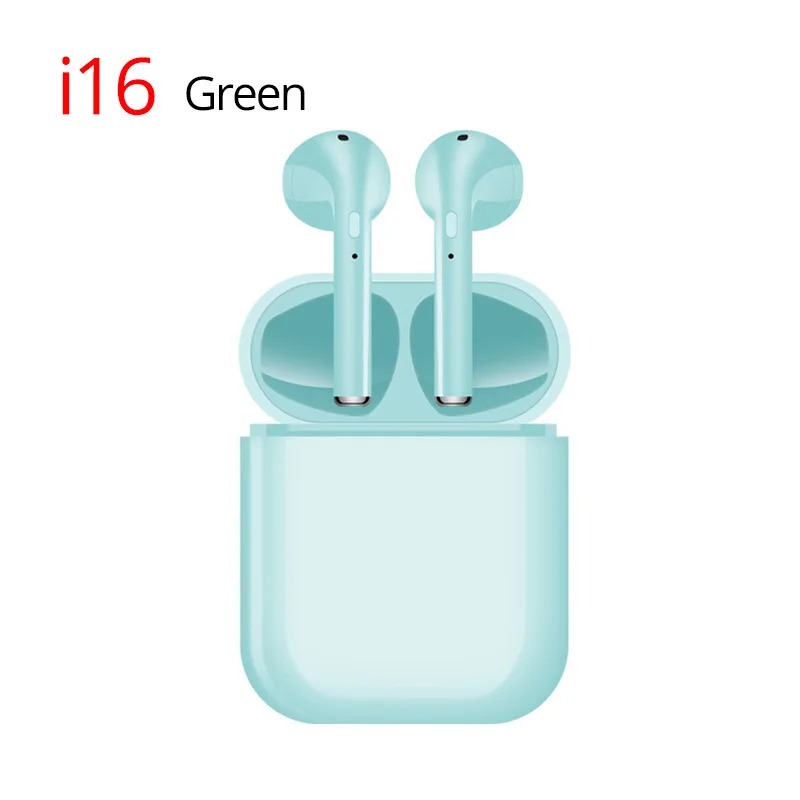 i16 Green I16 TWS Мини Bluetooth 5,0 наушники i7s Беспроводная гарнитура спортивные наушники PK i10 i12 i13 i14 i15 i60 i80 для всех телефонов - Цвет: i16 Green