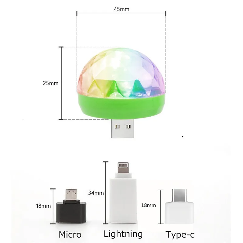 ZjRight красочный кристалл партии LED эффект света DC 5V от iPhone Samsung Android ios портативный