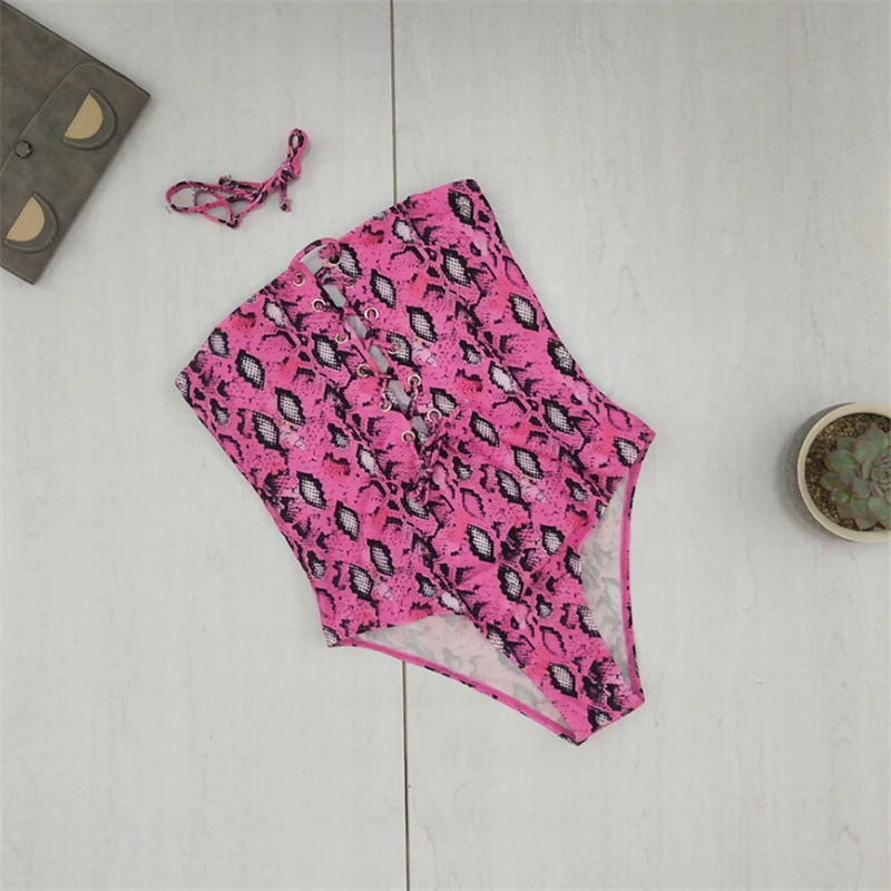 Сексуальный женский купальник-бикини со змеиным принтом пуш-ап купальный костюм