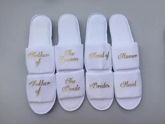 

Personalized glitter bride bridesmaid groomsmen spa slippers wedding birthday Hen night party favors company gifts