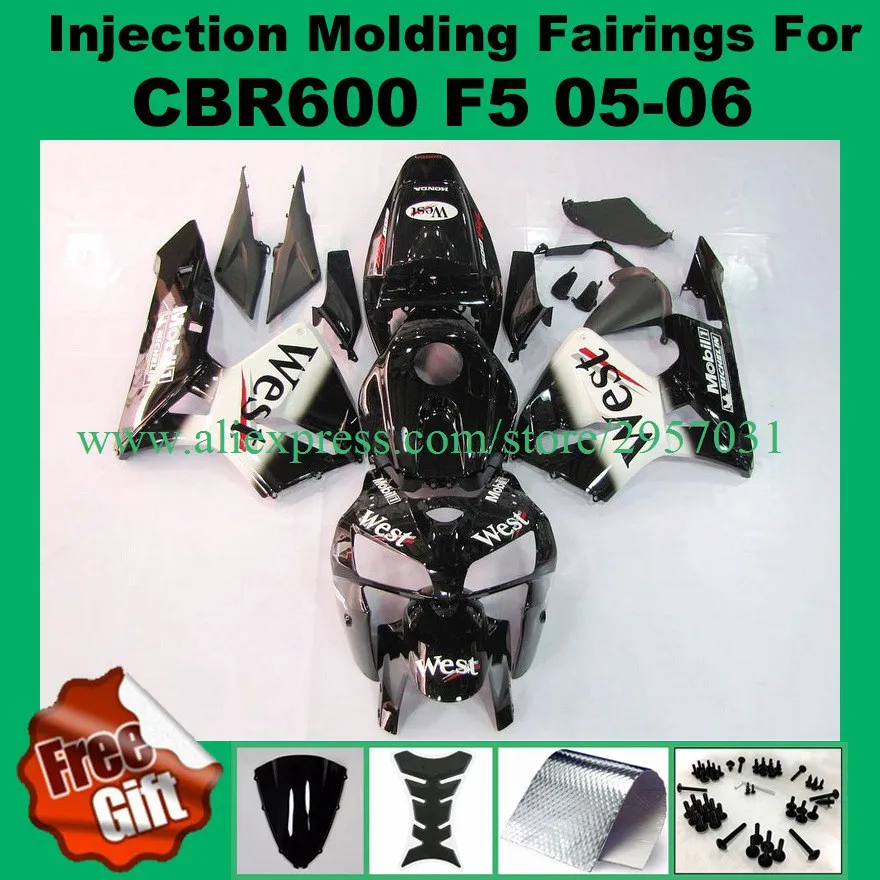

Free screws+gifts Injection mold Fairing kit for HONDA CBR600RR F5 05 06 2005 2006 CBR600 Black WEST Fairings set