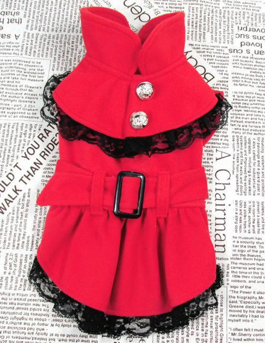 Цветочное кружево шерстяное платье принцессы для собак зимнее пальто на