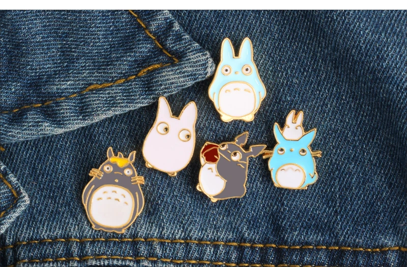 Модные креативные Мультяшные аниме Броши Тоторо для женщин и мужчин Kawaii кошки эмалированные булавки джинсовые нагрудные значки 5 стилей Милые Броши Булавки