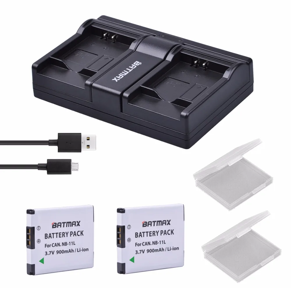 Аккумулятор для фотоаппарата 2 шт NB 11L NB11L и зарядное устройство с двумя USB портами