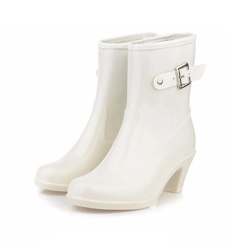 Сапоги Aleafalling женские до середины икры водонепроницаемые с пряжкой резиновые