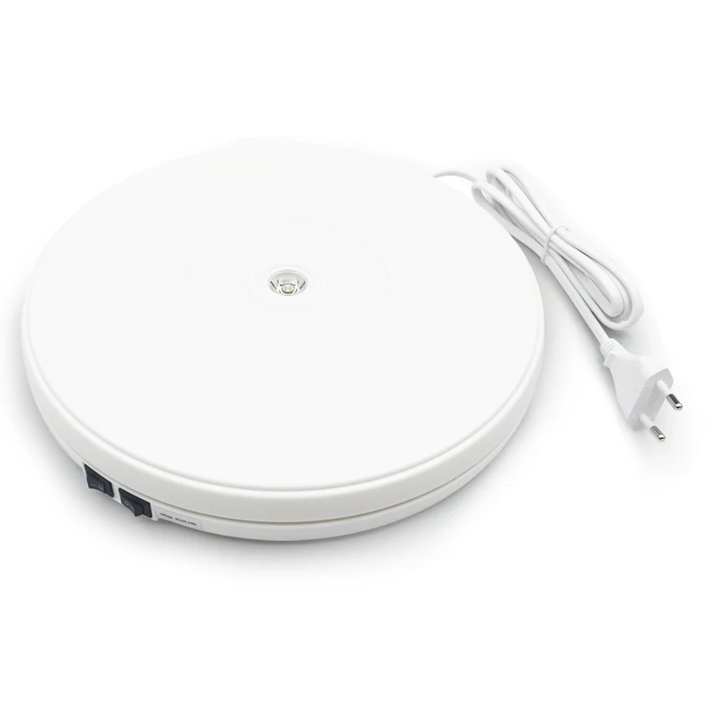 White 220V EU Белый 25 см светодиодный фото 360 градусов вращающийся стол с электрическим приводом Вращающийся дисплей Стенд для фотографии ювелирные часы цифровой продукт - Цвет: White 220V EU