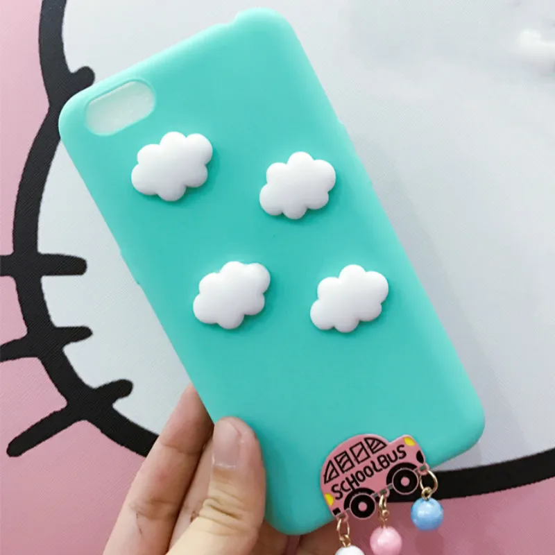 3D облако автобус бисера кисточкой мультфильм мягкий чехол для Oppo F5 матовая ТПУ