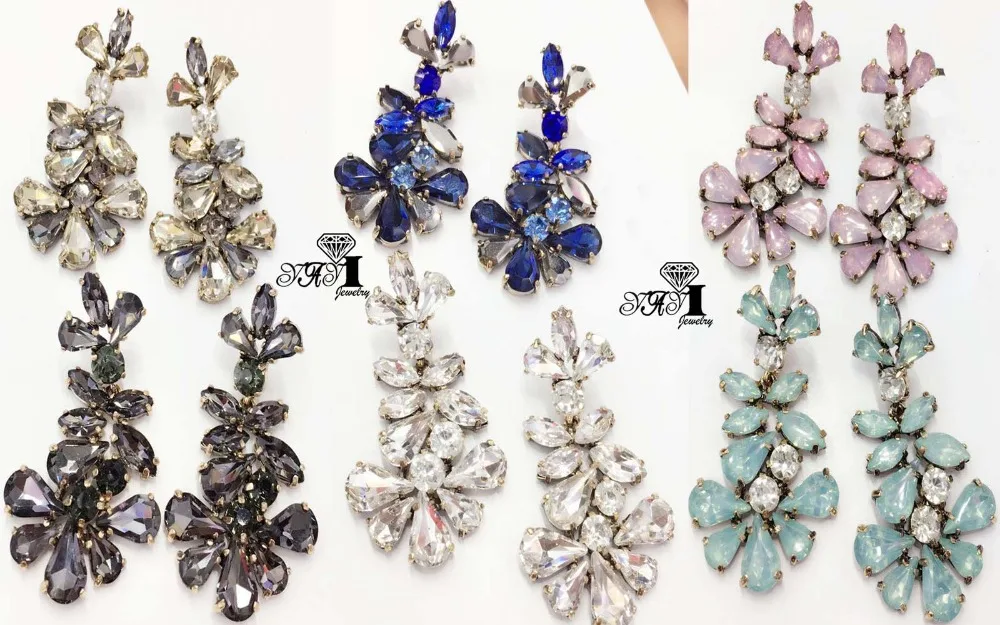 YaYi Jewelry Fashion Multi Glass Rhinestone Dangle Crystal Earring Women's Ancient Gold Color Gem Earrings Gift | Украшения и