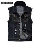 Джинсовый жилет мужские куртки без рукавов модный потертый джинсовый жилет мужская майка ковбойский мужской рваная куртка размера плюс 6XL EDA359