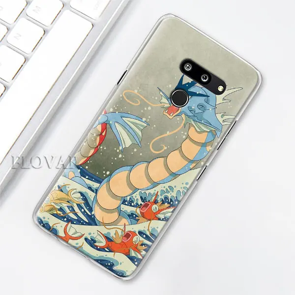 Волнистые художественные японские зеленые чехлы для телефонов LG G7 Plus G8 ThinQ G6 V40 V50 ThinQ Q6 Q7 Q8 Жесткий Чехол для ПК - Цвет: J002