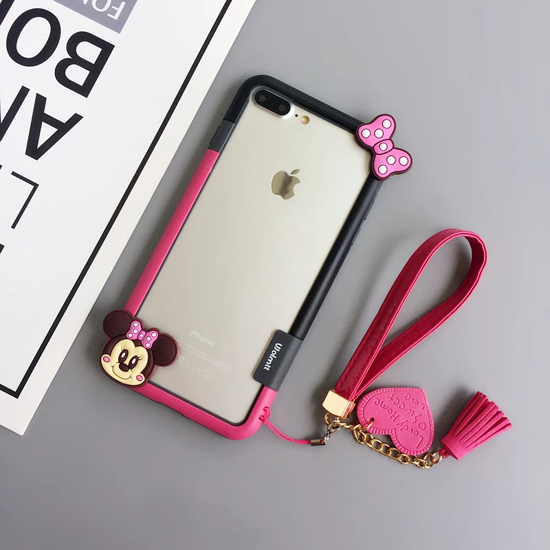 Для iphone XR милый Ститч бампер мягкая Противоударная Рамка для iphone 8plus X XS max 7 7plus 6 6S 6Sp Монстры Дейзи чехол+ ремень