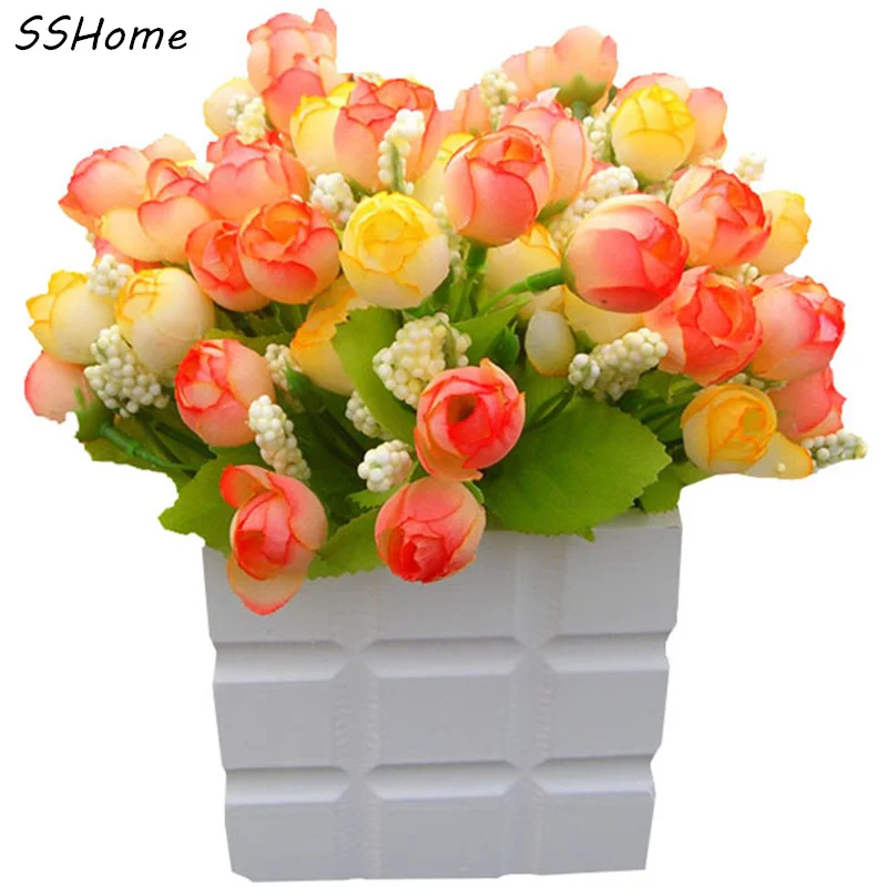 Зеленый искусственные растения поддельные Цветочные Пластик шелковые цветы