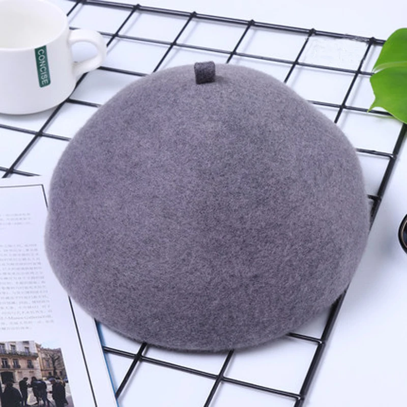 Fashion Women Solid Color Beret 100% Lambswool Berets Keep Warm Female Winter Casual Dome Bonnet Caps Pom | Аксессуары для одежды