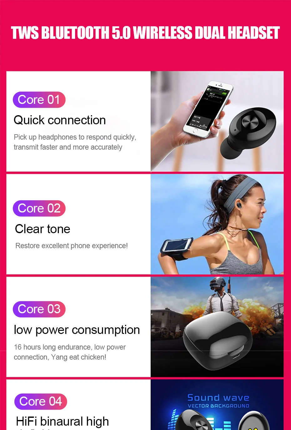 TWS Беспроводные Мини Bluetooth наушники для iPhone Androdi мобильный стерео наушники спортивные наушники с микрофоном портативная зарядная коробка