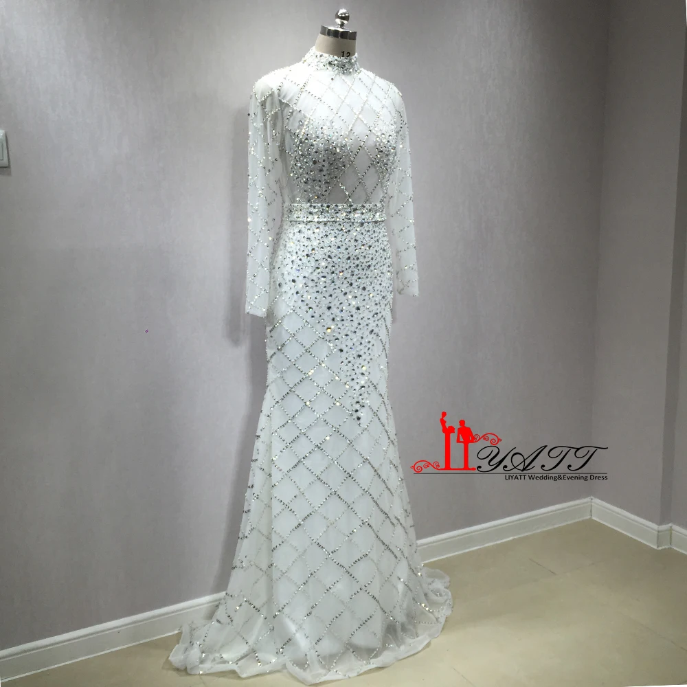 LIYATT 2018 Новое поступление белое роскошное сексуальное платье русалки с длинными