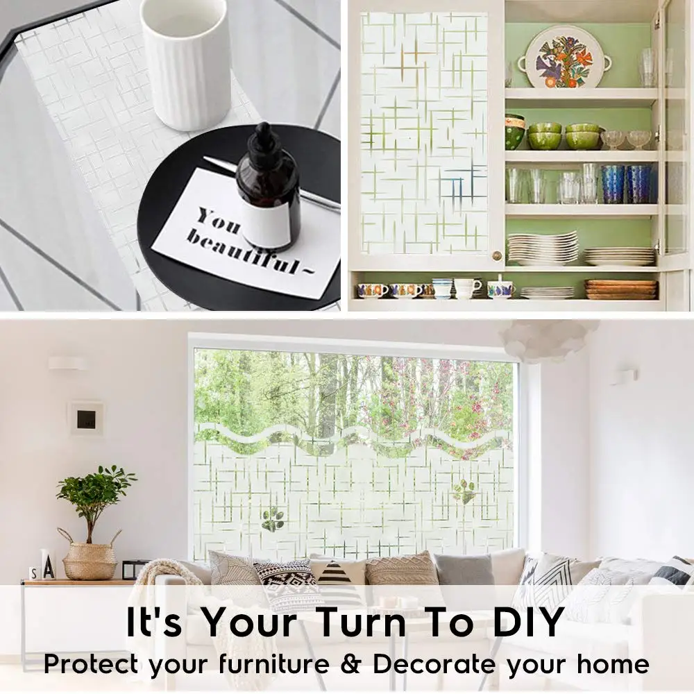 Статическая липкая декоративная пленка на окна с перекрестным узором 90*400 см не