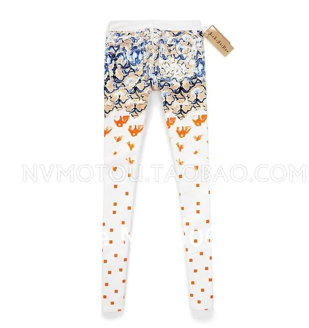 New Arrivals Spring 2014 fashion brand women's jeans / casual Slim painted cotton printed skinny feet pencil free shipping |