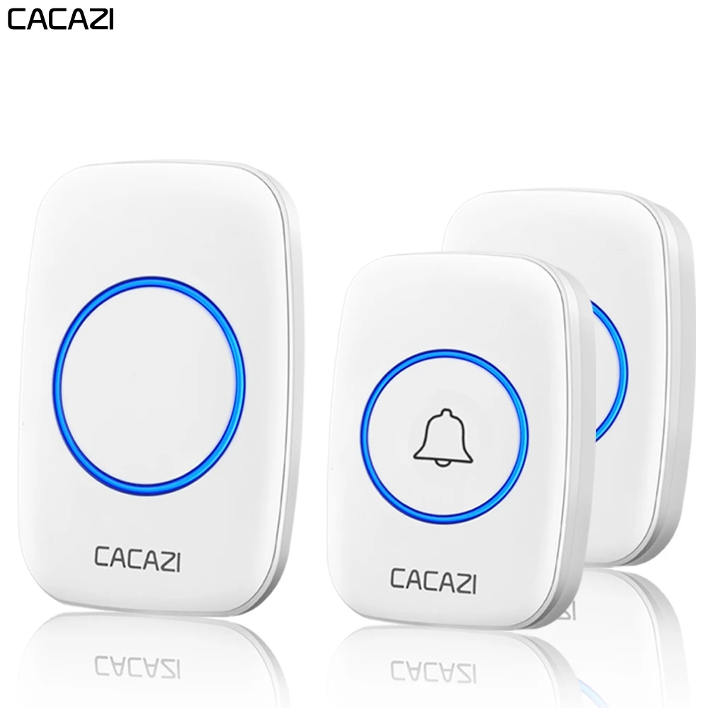 

CACAZI Waterproof Wireless Doorbell 300M Remote Battery Button Home Call Ring Bell US EU UK Plug Receiver Wireless Calling Chime