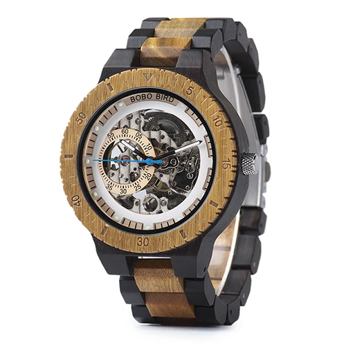 R05-1 Relogio Masculino BOBO BIRD механические часы для мужчин деревянные наручные часы автоматический индивидуальный подарок для папы - Цвет: R05-1