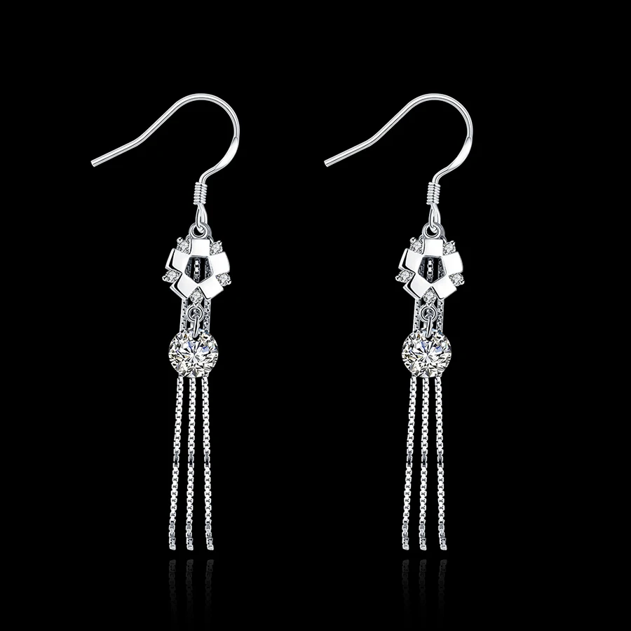wbmpda 925 Sterling Silver Flower-shaped Zircon Earrings Popular Fashion Elegant Wedding Girlfriend Gift | Украшения и аксессуары