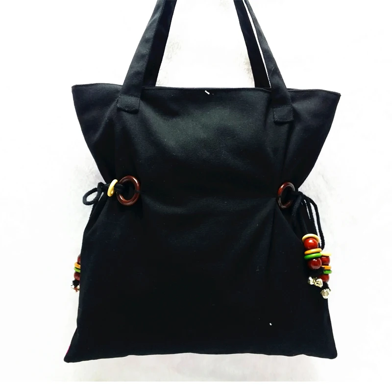 Хит продаж 2 цвета богемные Хлопковые женские большие сумки на плечо с вышивкой