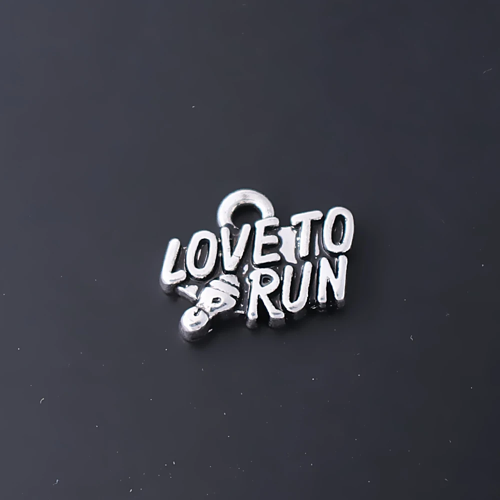 Античный посеребренный металлический сплав сообщение Love To Run живая хоккейная