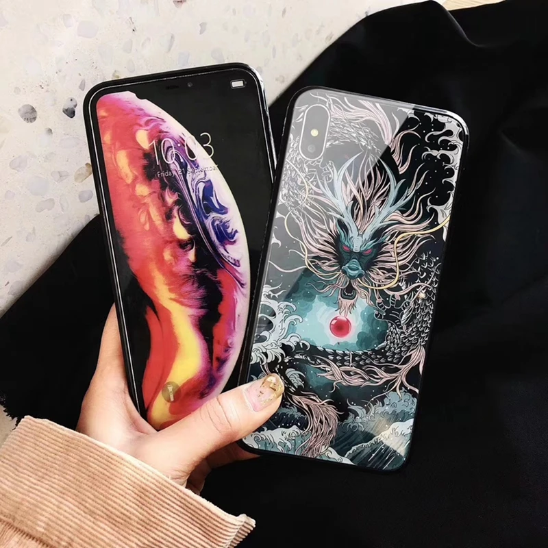 Роскошные Чехлы из закаленного стекла для iPhone 7 8 6 s 10 X Xs plus чехлы Xr Max | Мобильные