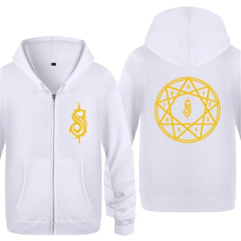 white hoodie 5 Для мужчин s Толстовка Rock Slipknot толстовки Для мужчин хип-хоп флисовая куртка на молнии с длинными рукавами пальто толстовка скейт уличная костюм зимний - Цвет: white hoodie 5