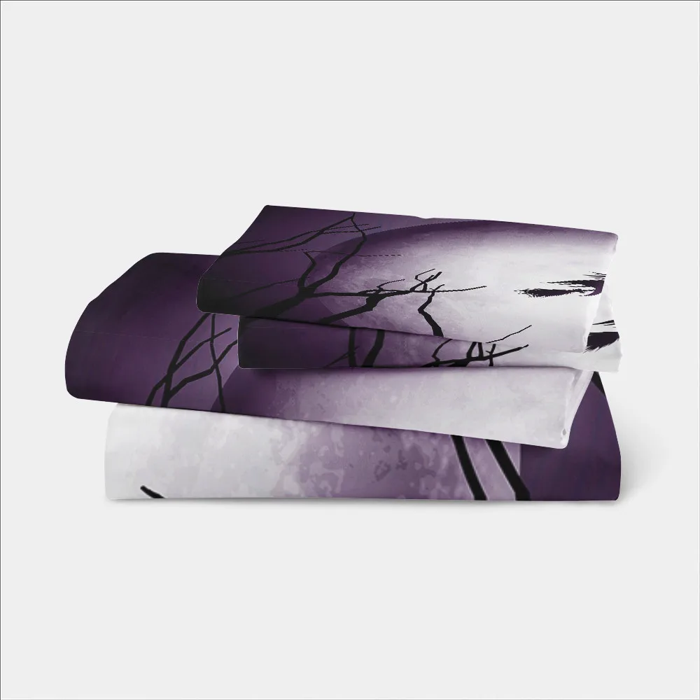 

Witch Bedding Set Halloween Night Moon Print Duvet Cover Black Quilt Cover King Queen Pillowcase Home Decor ropa de cama D49