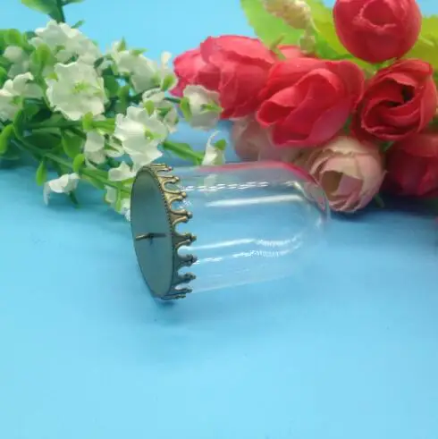 20 компл./лот 38*25 мм стеклянный глобус в форме трубки с основанием короны