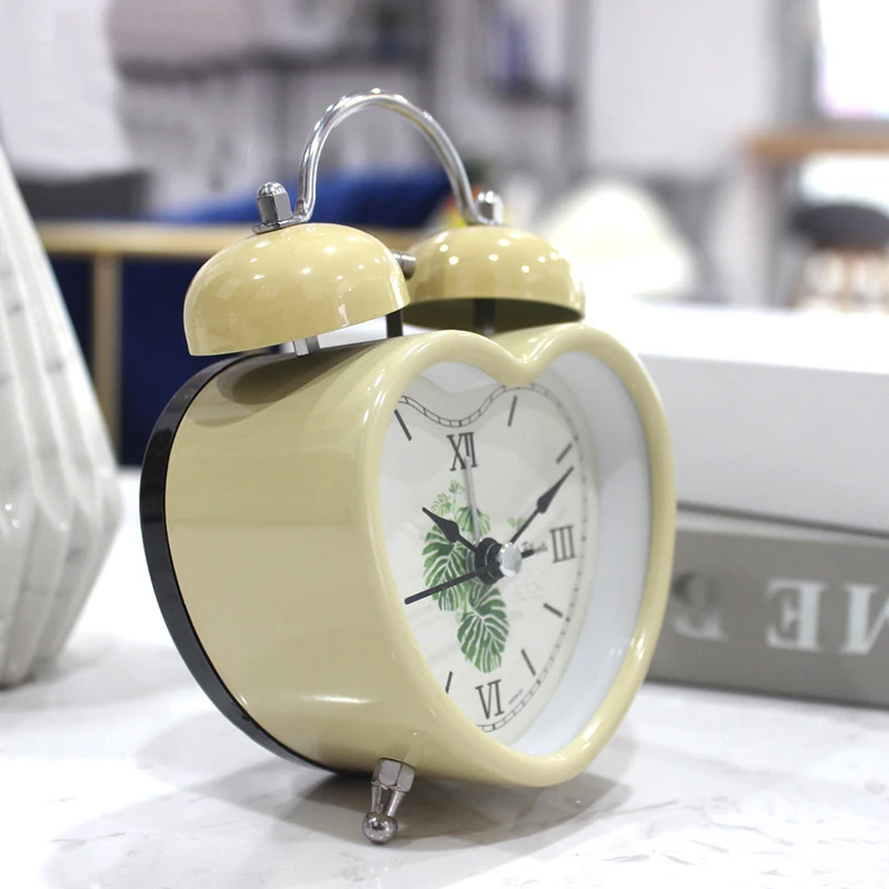 Портативный модный двойной колокольчик будильник прикроватный светильник Ник