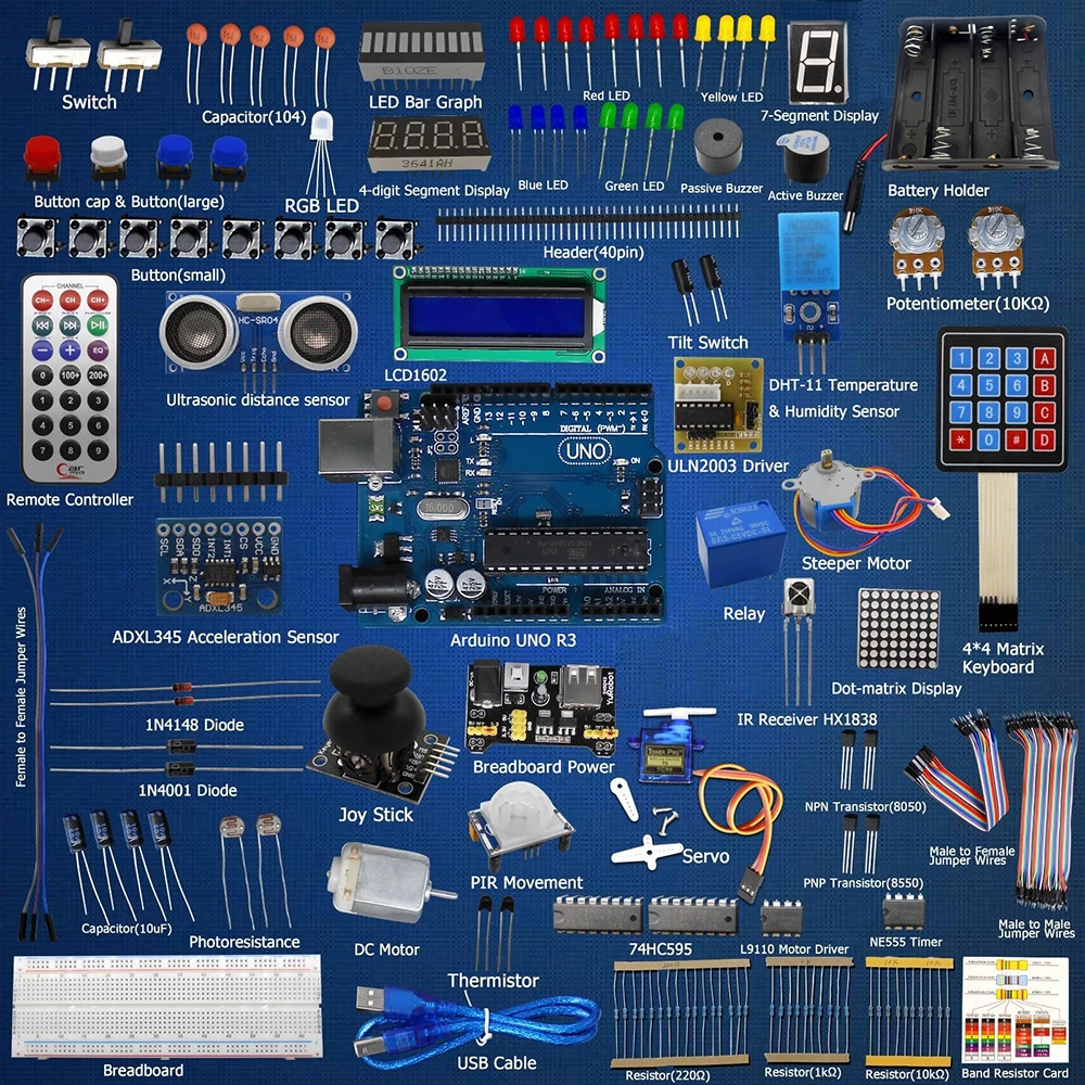 180 компонентов 50 видов стартовый Обучающий набор для Arduino совместимый Комплект UNO