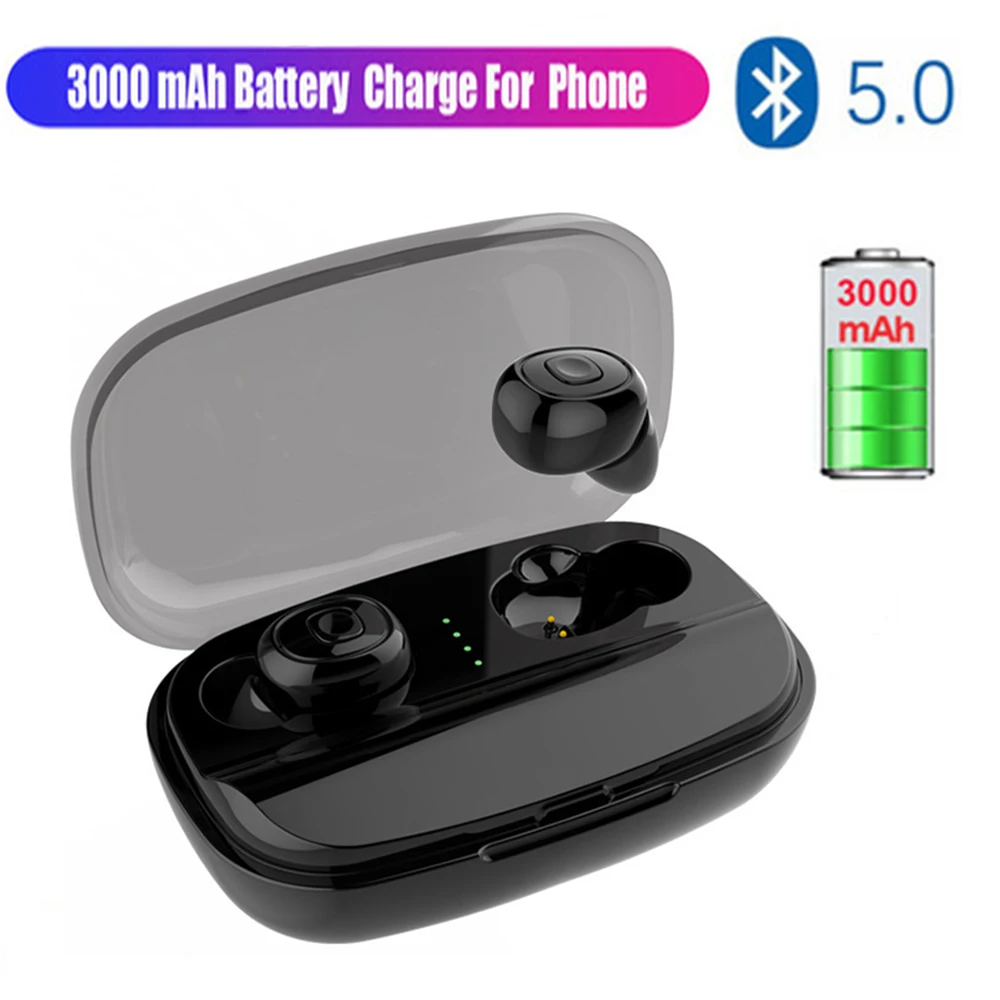 Bluetooth наушники настоящие Беспроводные с 3000 мАч зарядная коробка power Bank bluetooth