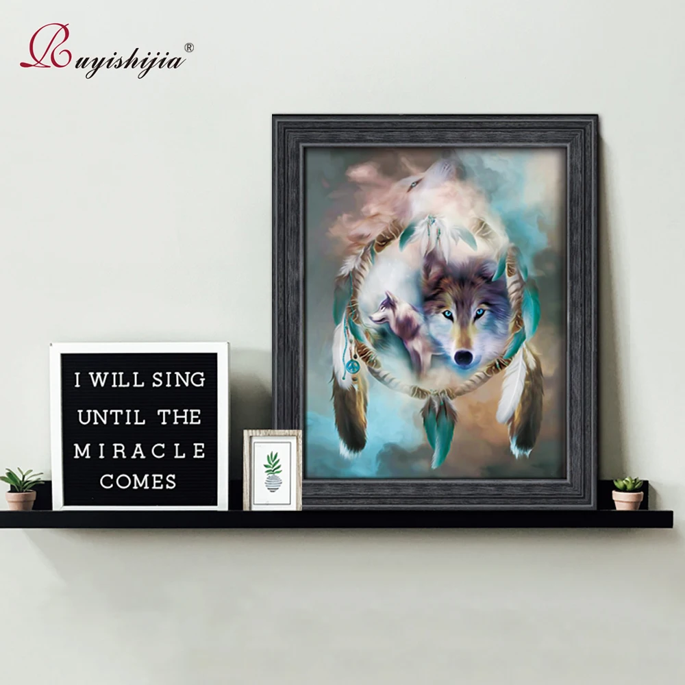 RUYISHIJIA 5D Diamond Painting Full Drill Square Mosaic Embroidery Pictures of Rhinestones diamant Animals wolves | Дом и сад