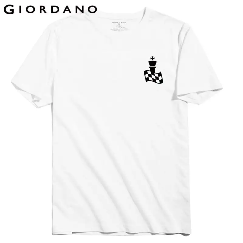 Giordano Мужская футболка с принтом s клетчатые Графические футболки округлым