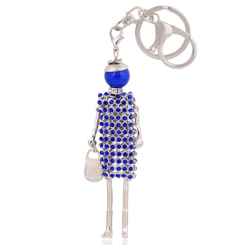 Модная синяя кристальная цепочка для ключей сумочка кулон подвески со стразами