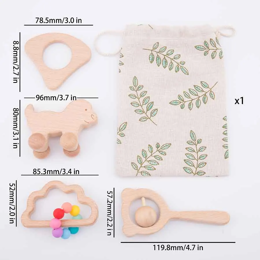 cloud set Комплект из 4 предметов для маленьких деревянных игрушек детская погремушка-прорезатель для зубов автомобиль игрушка натурального бука для колец животное деревянное пустой против грызунов нового дизайна для детейТовары - Цвет: cloud set