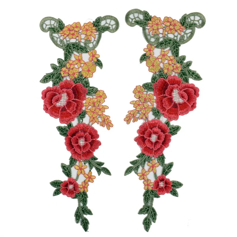 1 пара Вышивка Роза цветок нашивка платье шляпа сумка джинсы аппликация поделки