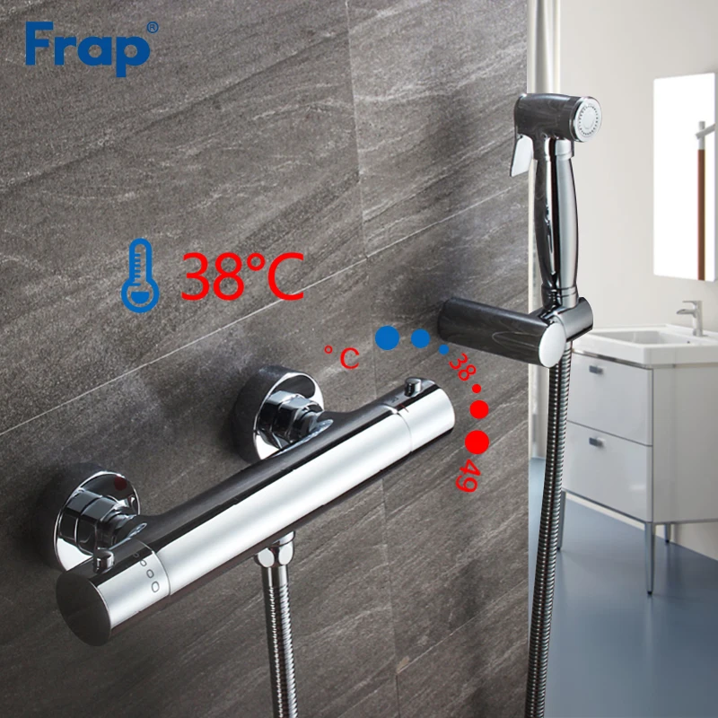 

Frap Bidets bathroom bidet toilet faucet thermostatic mixer bidet mixer muslim shower hygienic shower 2 holes portable sprayer