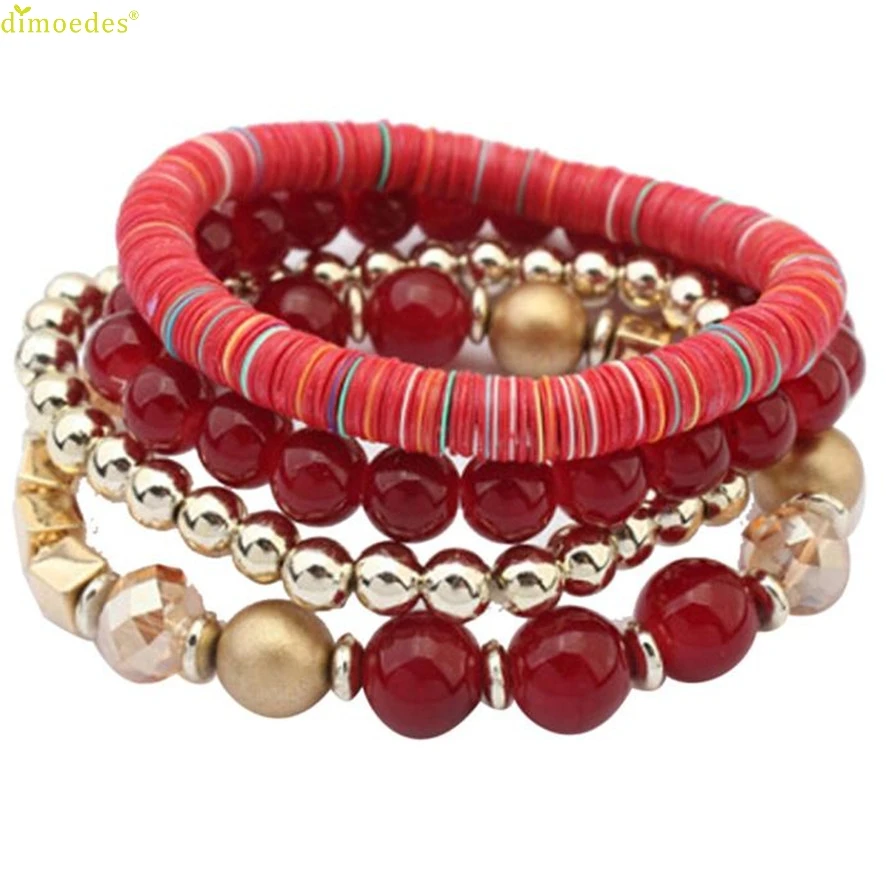 Женский многослойный браслет с цветными бусинами 4 шт.|bangle brand|bangle braceletbrand bangle bracelet