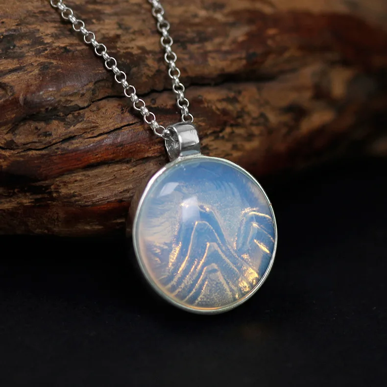 INATURE 925 Sterling Silver Mountain Design Rainbow Opal Necklace for Women Jewelry Birthday Gifts | Украшения и аксессуары
