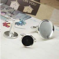 20pcs silver color plate cufflink 12mm round blank settings cuff links 22695