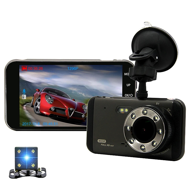 Видеорегистратор с двумя объективами Автомобильный видеорегистратор Full HD 1296P 4