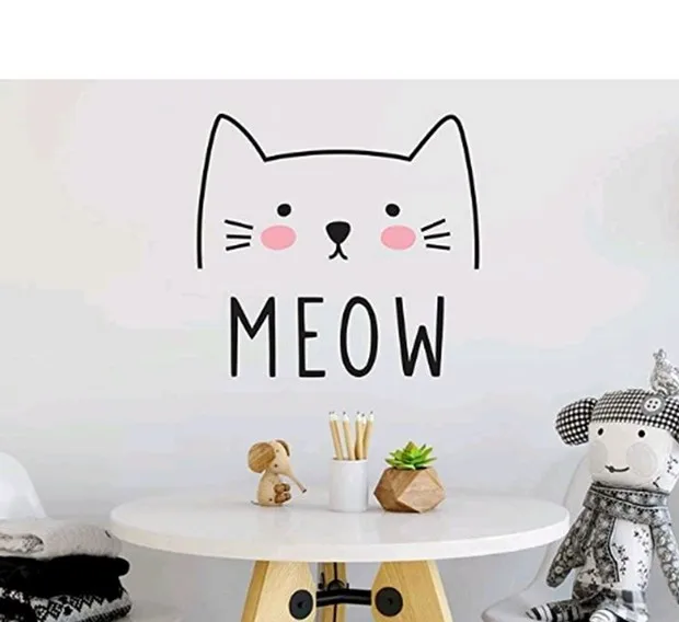 

Nursery Bedroom Wall Decal Cute Cat Toy Room Waterproof Stickers Personalized Name Stickers AZ-16
