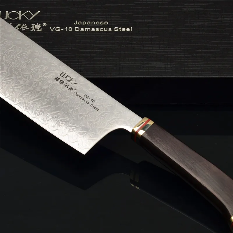 Японские ножи накири кухонный японский VG10 Дамасская сталь деревянная ручка