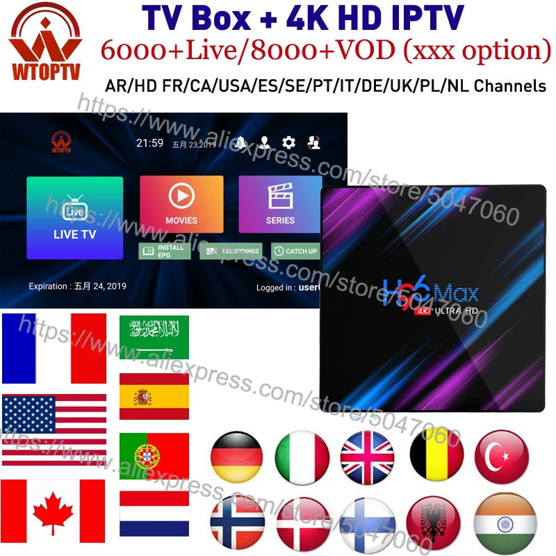 Канада ТВ коробка H96MAX RK3318 4G+ 64G Bluetooth4.0 медиа-плеер с 3/6/12 IP ТВ Европейский, арабский, французский Польша Швеция ТВ Каналы
