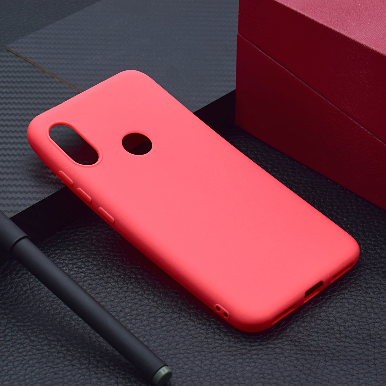 Sunjolly однотонный чехол для Redmi 6 Pro мягкий силиконовый розовый синий тонкий