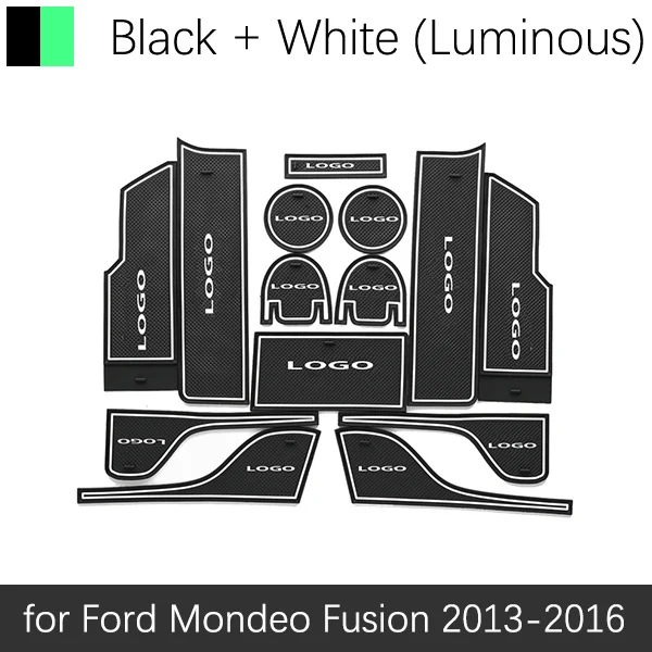 White Luminous Для Ford Mondeo Fusion 2013~ противоскользящая резиновая подушка для чашки Коврик для двери V MK5 5 аксессуары наклейки для автомобиля Стайлинг - Название цвета: White Luminous