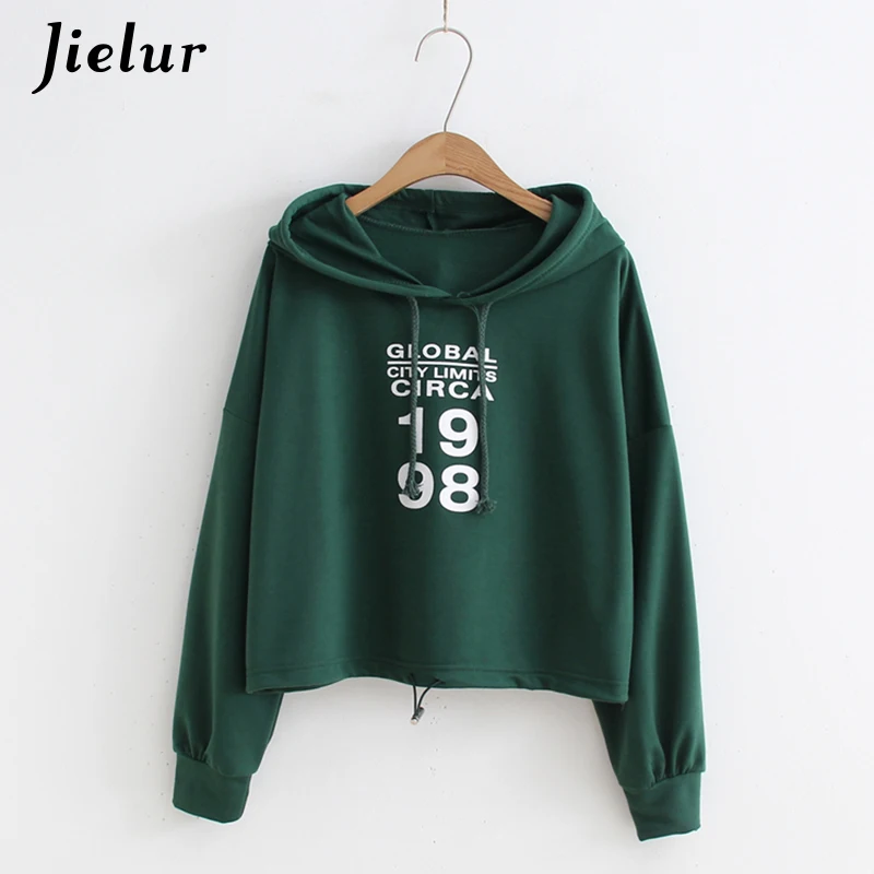 Jielur 2019 зимние тонкие с принтом букв для женщин толстовки повседневное Harajuku